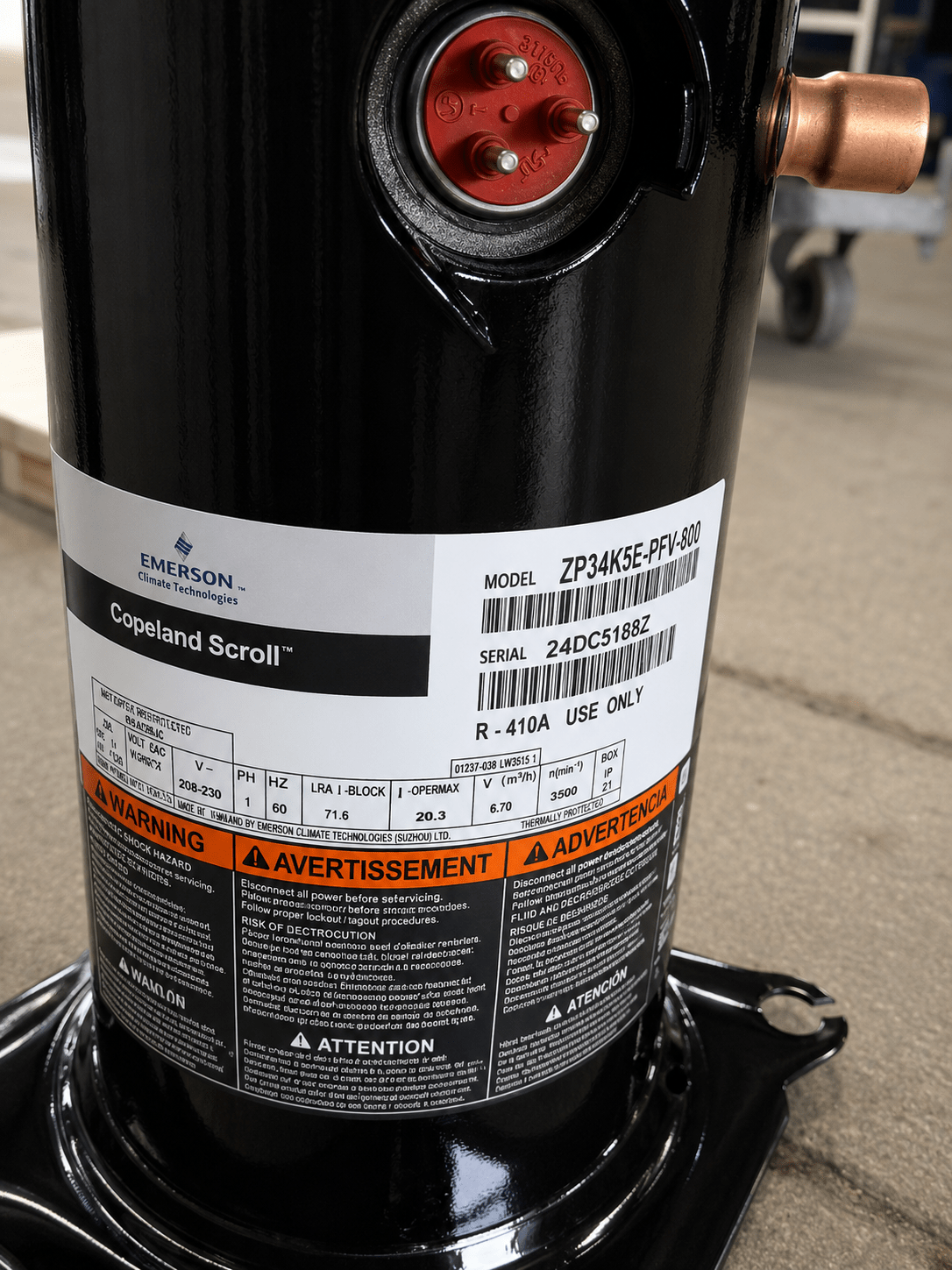 Copeland ZP34K5E - PFV - 800 Scroll Compressor | 3 Ton | R - 410A | 208/230V 1 - Phase | 34,500 BTU | New - iComfort AC Supply