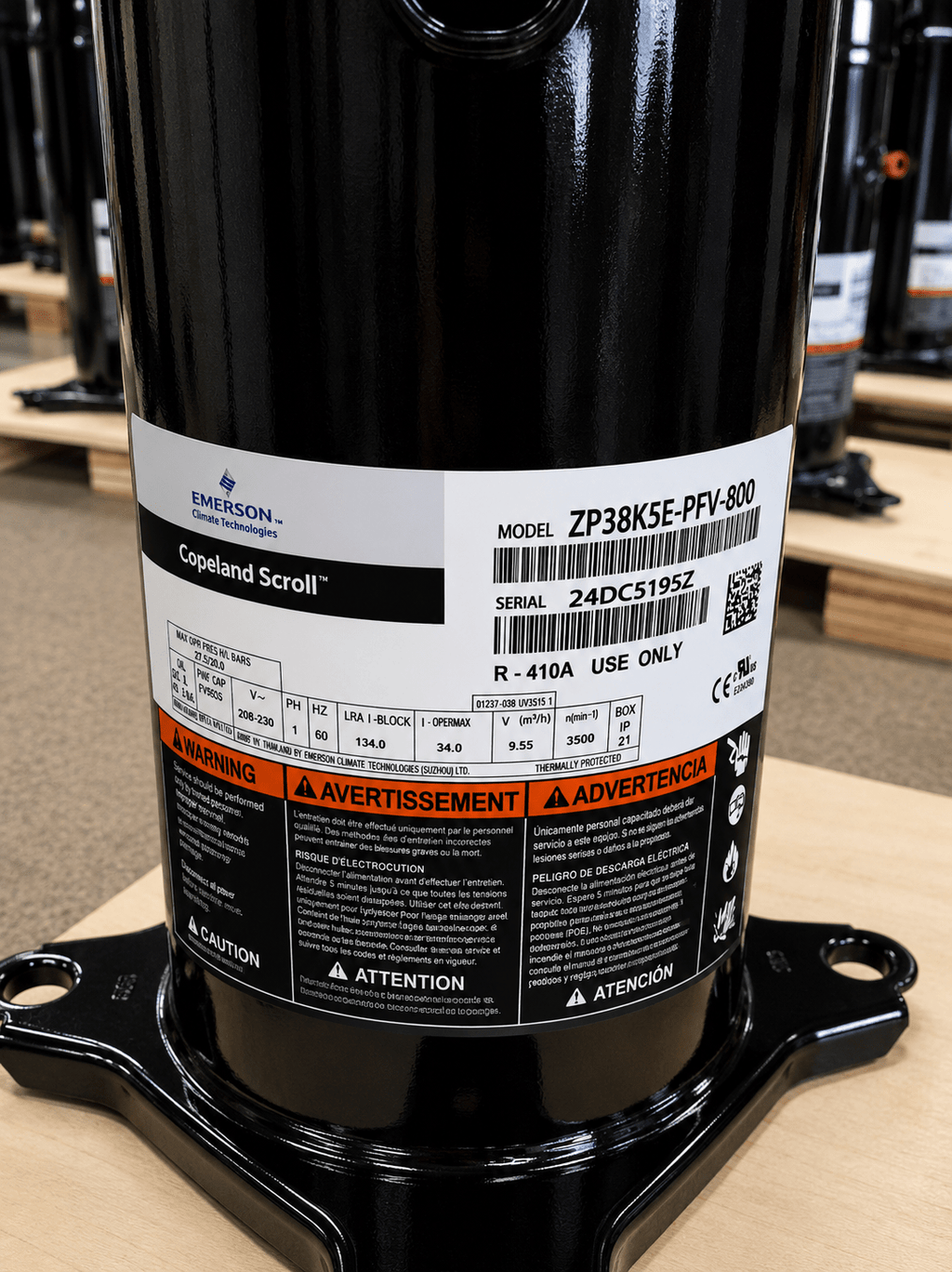 Copeland ZP38K5E - PFV - 130 Scroll Compressor | 3 Ton | R - 410A | 208/230V 1 - Phase | 37,800 BTU | New - iComfort AC Supply