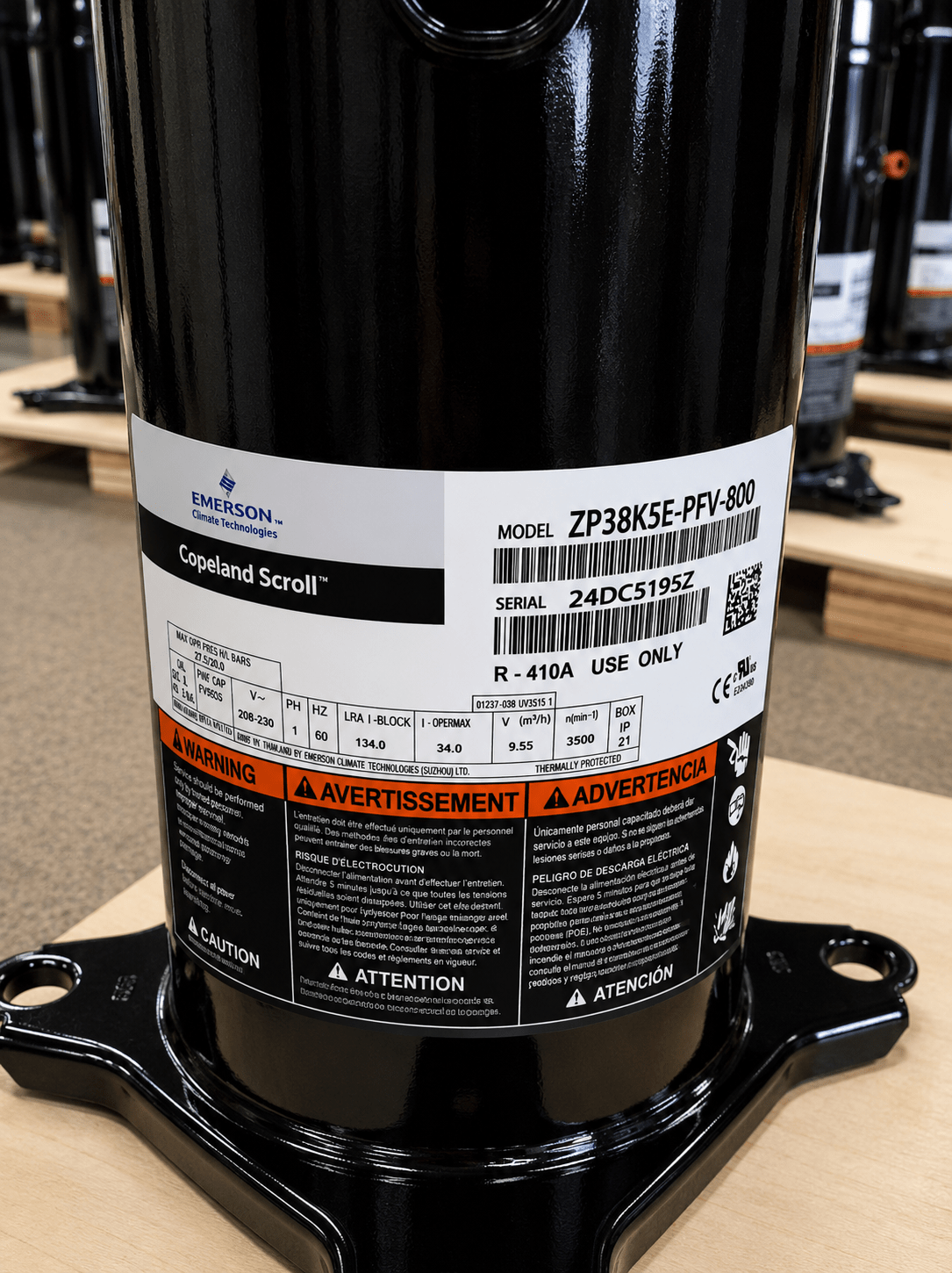 Copeland ZP38K5E - PFV - 130 Scroll Compressor | 3 Ton | R - 410A | 208/230V 1 - Phase | 37,800 BTU | New - iComfort AC Supply