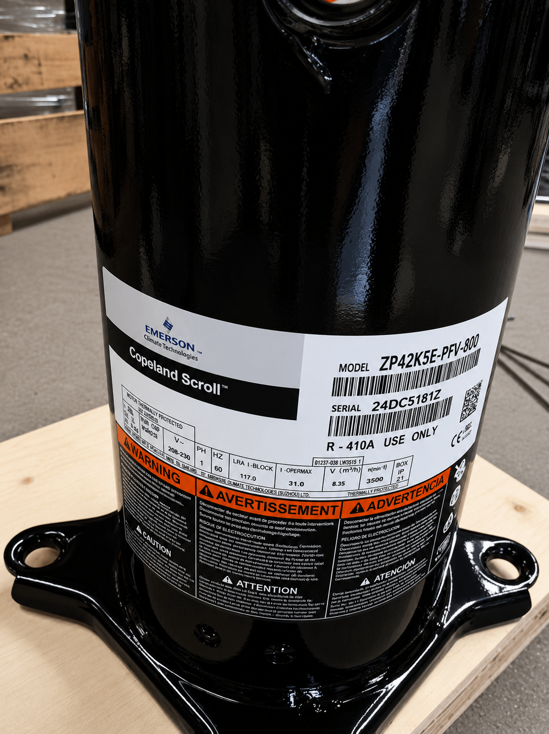 Copeland ZP42K5E - PFV - 800 Scroll Compressor | 3.5 Ton | R - 410A | 208/230V 1 - Phase | 42,000 BTU - iComfort AC Supply