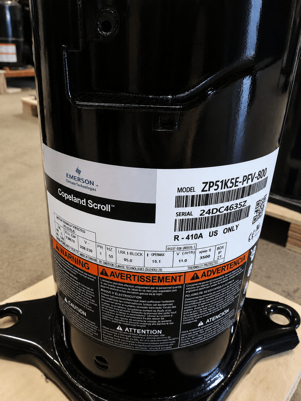 Copeland ZP51K5E - PFV - 800 Scroll Compressor | 4 Ton | R - 410A | 208/230V 1 - Phase | 51,000 BTU - iComfort AC Supply