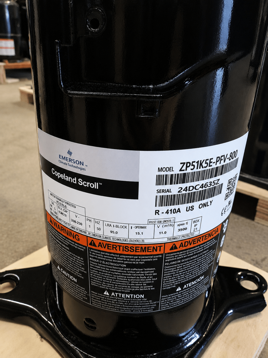 Copeland ZP51K5E - PFV - 800 Scroll Compressor | 4 Ton | R - 410A | 208/230V 1 - Phase | 51,000 BTU - iComfort AC Supply